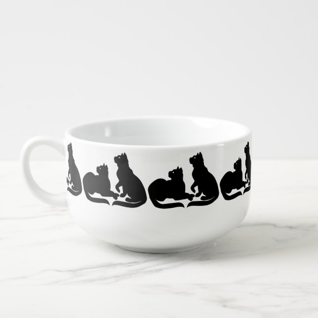 Cat Bowls Black Cat Art Soup Bowls & Gifts (Right)