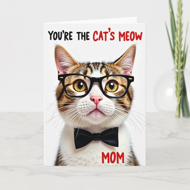 Cat Bowtie Mothers Day Card (Front)