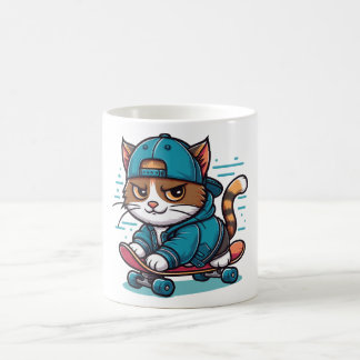 Cat brat: riding on a skateboard coffee mug