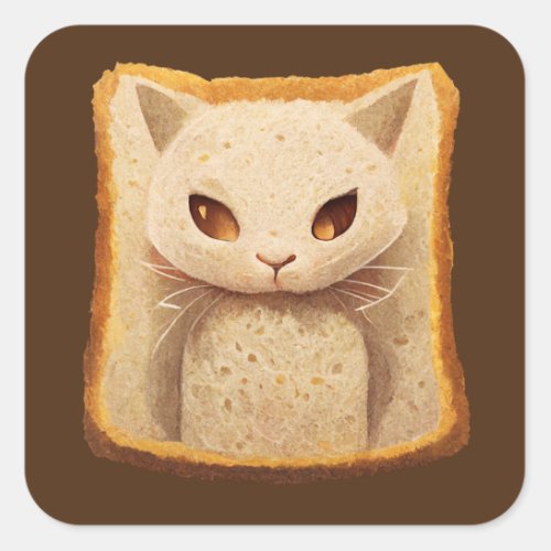 Cat Bread 01 Square Sticker