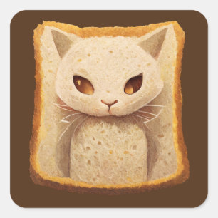 Cat Bread 01 Square Sticker
