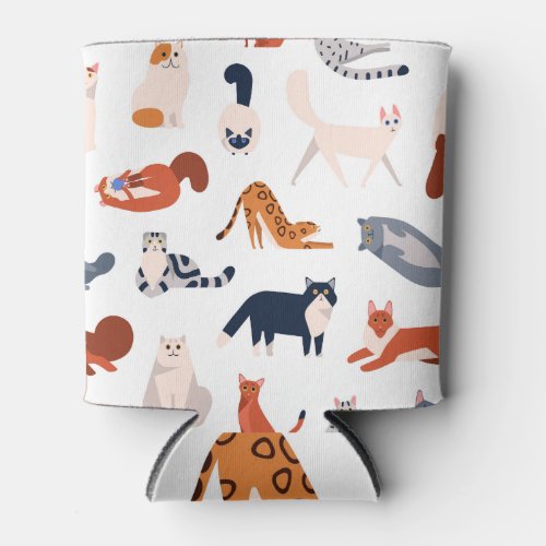 Cat Breeds Pattern Can Cooler