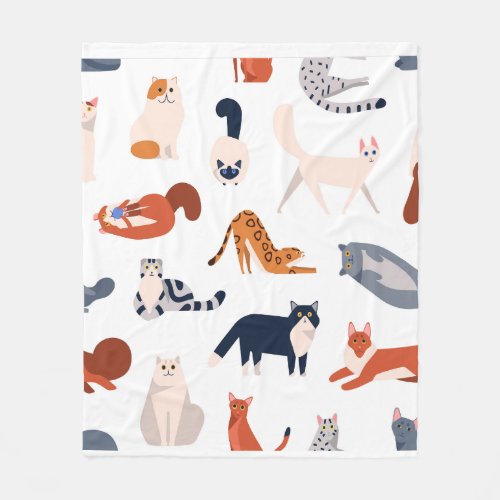 Cat Breeds Pattern Fleece Blanket