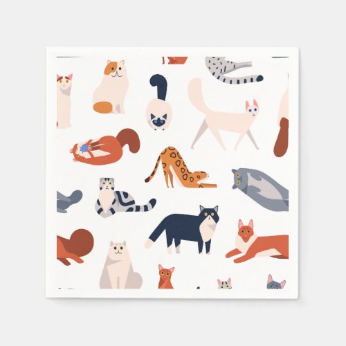 Cat Breeds Pattern Napkins