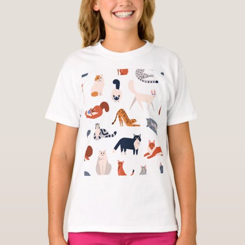 Cat Breeds Pattern T_Shirt