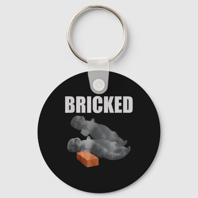 Cat Bricked Funny Knocked Out Meme Silly Cats Sayi Keychain (Front)