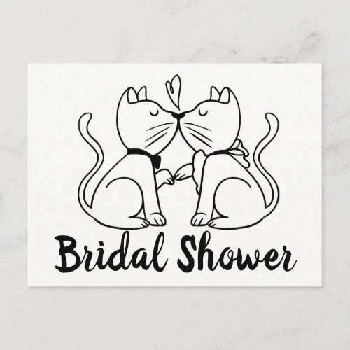 Cat Bridal Shower Invitation Black White Modern