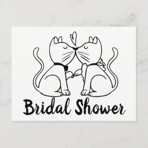 Cat Bridal Shower Invitation Black White Modern Postcard