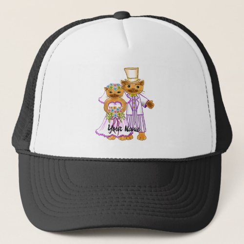 Cat Bride and Groom custom name Hat