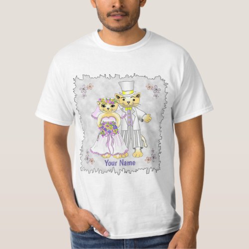 Cat Bride and Groom custom name T_Shirt