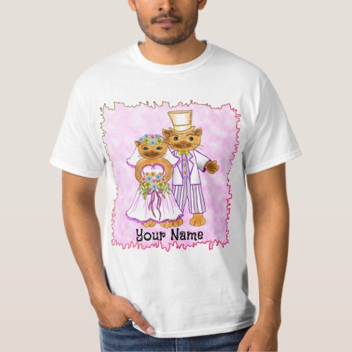 Cat Bride and Groom custom name T_Shirt