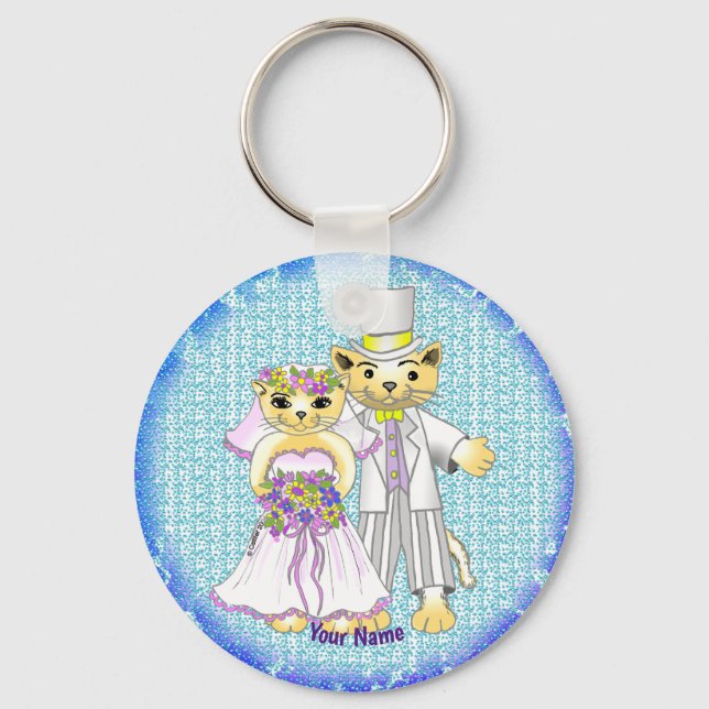 cat bride and groom  Keychain (Front)