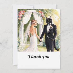 Cat Bride and Groom on wedding day Thank You Card