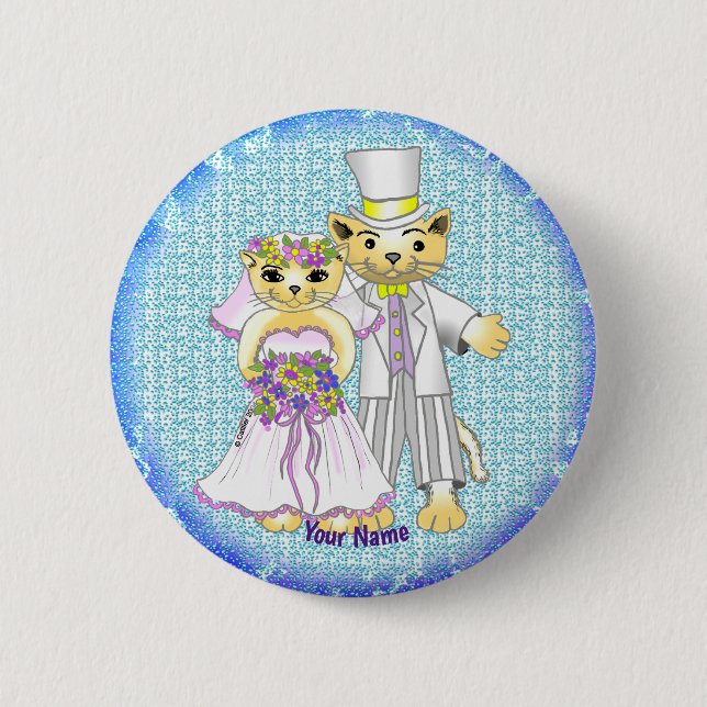 cat bride and groom  pin (Front)