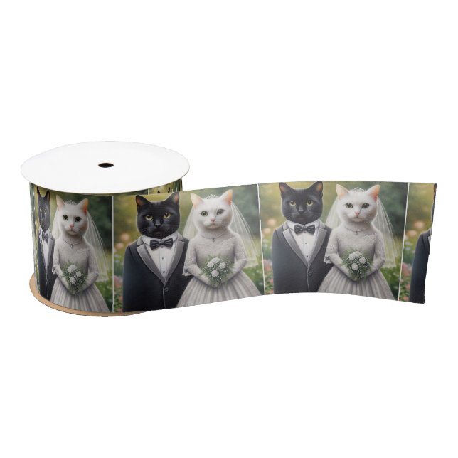 Cat Bride and Groom Satin Ribbon (Spool)