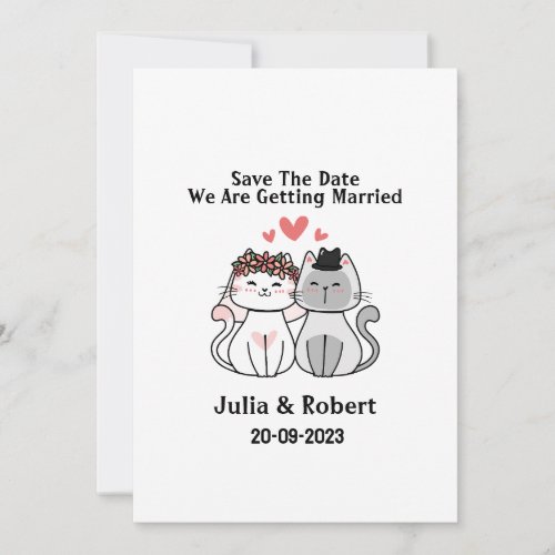 Cat Bride And Groom Save the Date Invitation