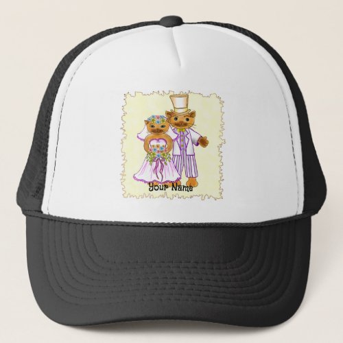 Cat Bride and Groom Trucker Hat