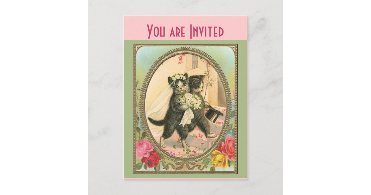 Cat Bride And Groom Wedding Day Invitation Postcard Zazzle Com