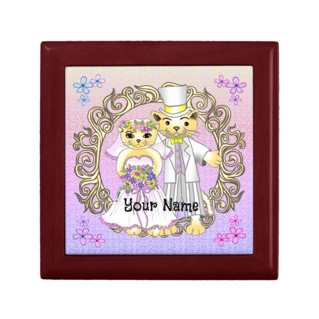 Cat Bride and Groom wedding gift box (Front)