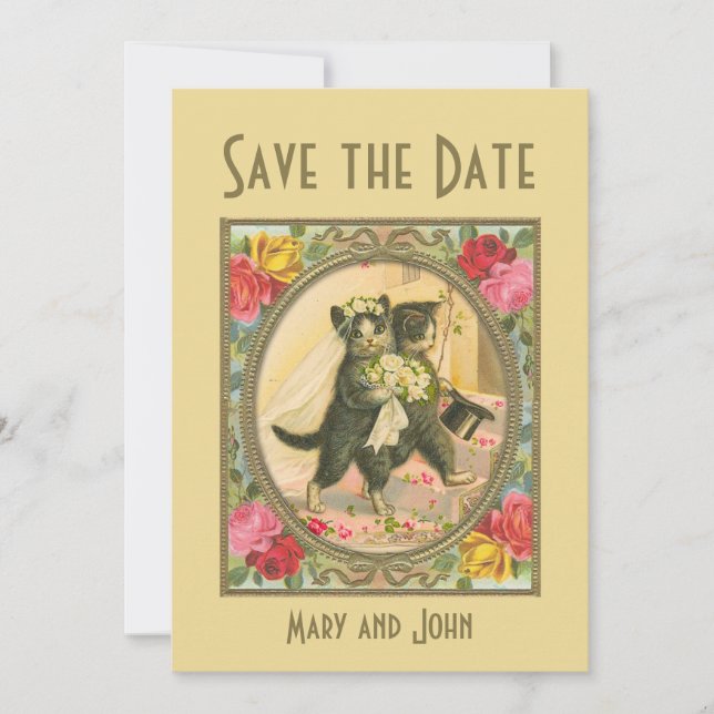 Cat Bride and Groom Wedding  save the date Invitation (Front)