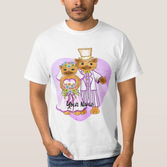 Cat Bride and Groom  wedding T-Shirt (Front)