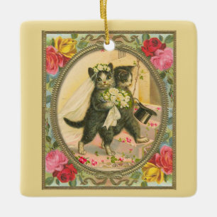 Cat Bride and Groom yellow variant ornament