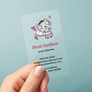 cat bride doodle clear business cards