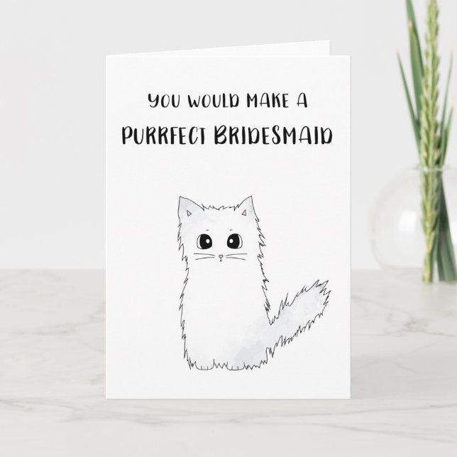 Cat bridesmaid proposal card (Front)