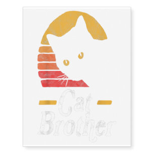 Cat Brother Vintage Eighties Style Sun Gift Retro Temporary Tattoos