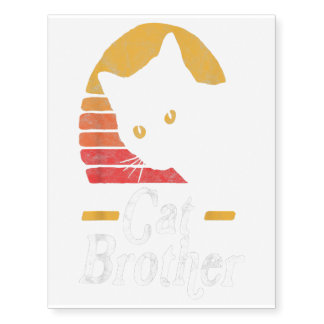 Cat Brother Vintage Eighties Style Sun Gift Retro Temporary Tattoos