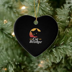 Cat Brother Vintage Style Retro Gift For Cat Lover Ceramic Ornament