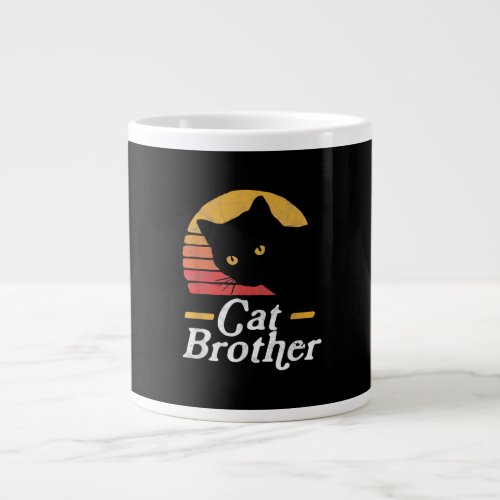 Cat Brother Vintage Style Retro Gift For Cat Lover Giant Coffee Mug