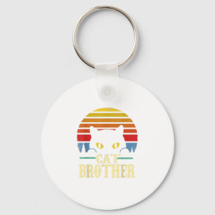 Cat Brother Vintage Style Retro Gift For Cat Lover Keychain