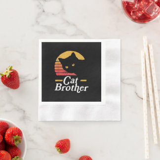 Cat Brother Vintage Style Retro Gift For Cat Lover Napkins