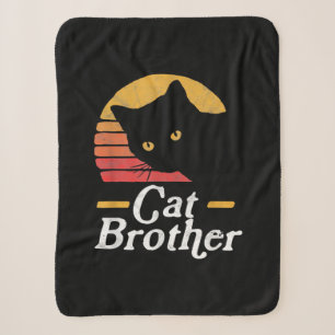 Cat Brother Vintage Style Retro Gift For Cat Lover Sherpa Blanket