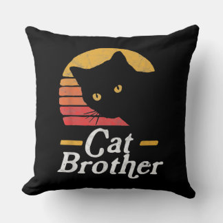Cat Brother Vintage Style Retro Gift For Cat Lover Throw Pillow