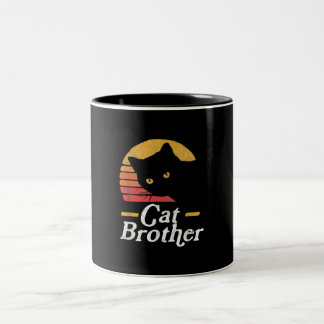 Cat Brother Vintage Style Retro Gift For Cat Lover Two-Tone Coffee Mug