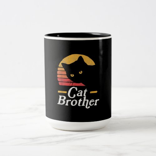 Cat Brother Vintage Style Retro Gift For Cat Lover Two_Tone Coffee Mug