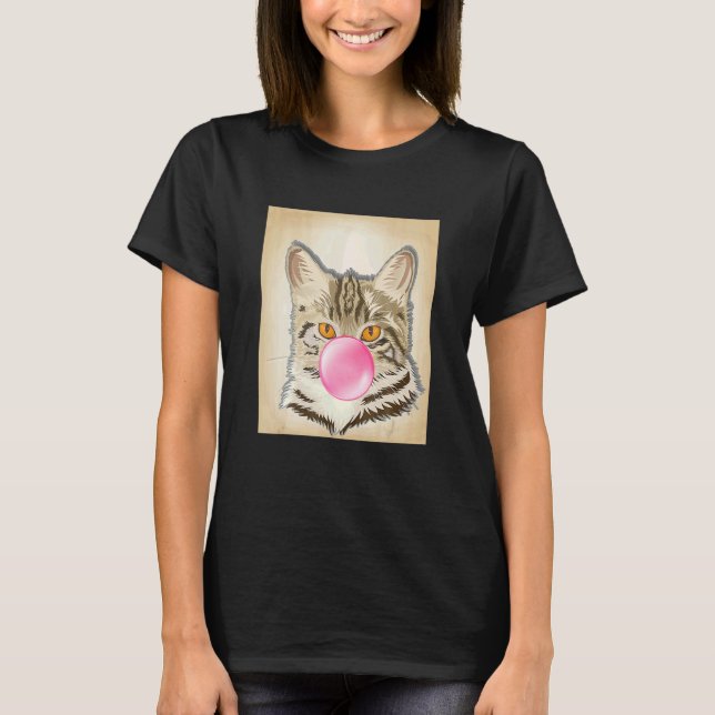 Cat Bubble Gum  Feline T-Shirt (Front)