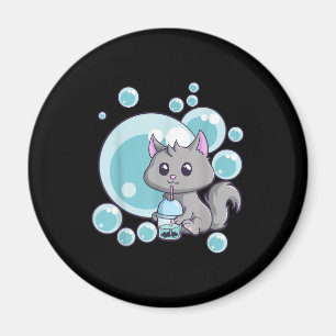 Cat Bubble Tea Gift   Funny Boba Tea Cats Design Magnet