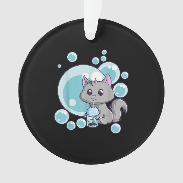 Cat Bubble Tea Gift | Funny Boba Tea Cats Design Ornament (Front)