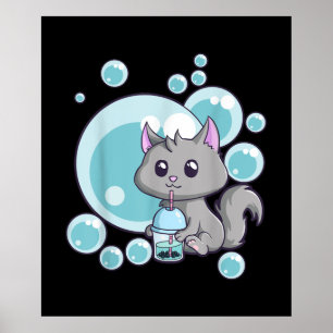 Cat Bubble Tea Gift   Funny Boba Tea Cats Design Poster