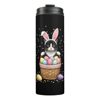 Cat Bunny Ears Eggs Meowy Easter Rabbit Lover Men Thermal Tumbler