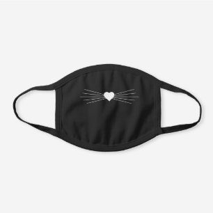 Cat Bunny Nose and Whiskers Cute Black and White Black Cotton Face Mask