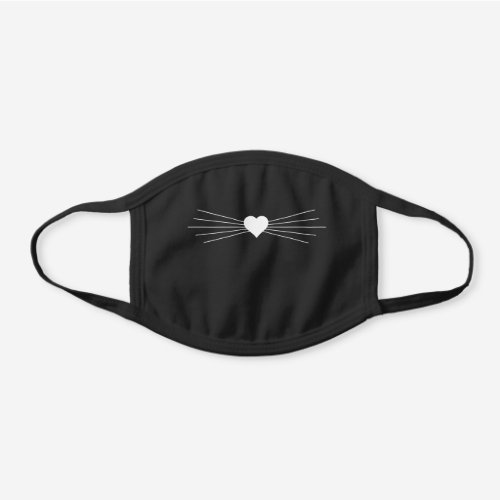 Cat Bunny Nose and Whiskers Cute Black and White Black Cotton Face Mask