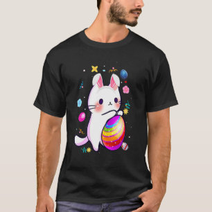 Cat Bunny Rabbit Easter Eggs Basket Egg Hunting Co T-Shirt
