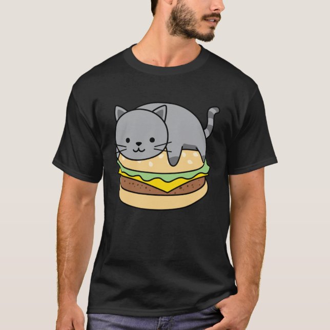 Cat Burger Cat Owner Fast Food Funny Cats Humorous T-Shirt (Front)