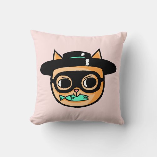 Cat Burglar Cute Cartoon Throw Pillow