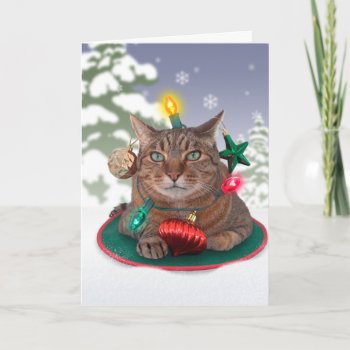 Cat-but Tree Christmas Card by lamessegee at Zazzle
