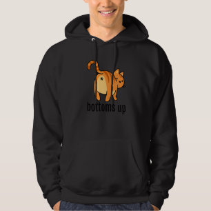 Cat Butt Bottom Up Pun Ginger Striped Cat Dad Oran Hoodie